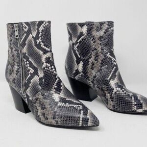All saints faux snakeskin boots with pointed toe